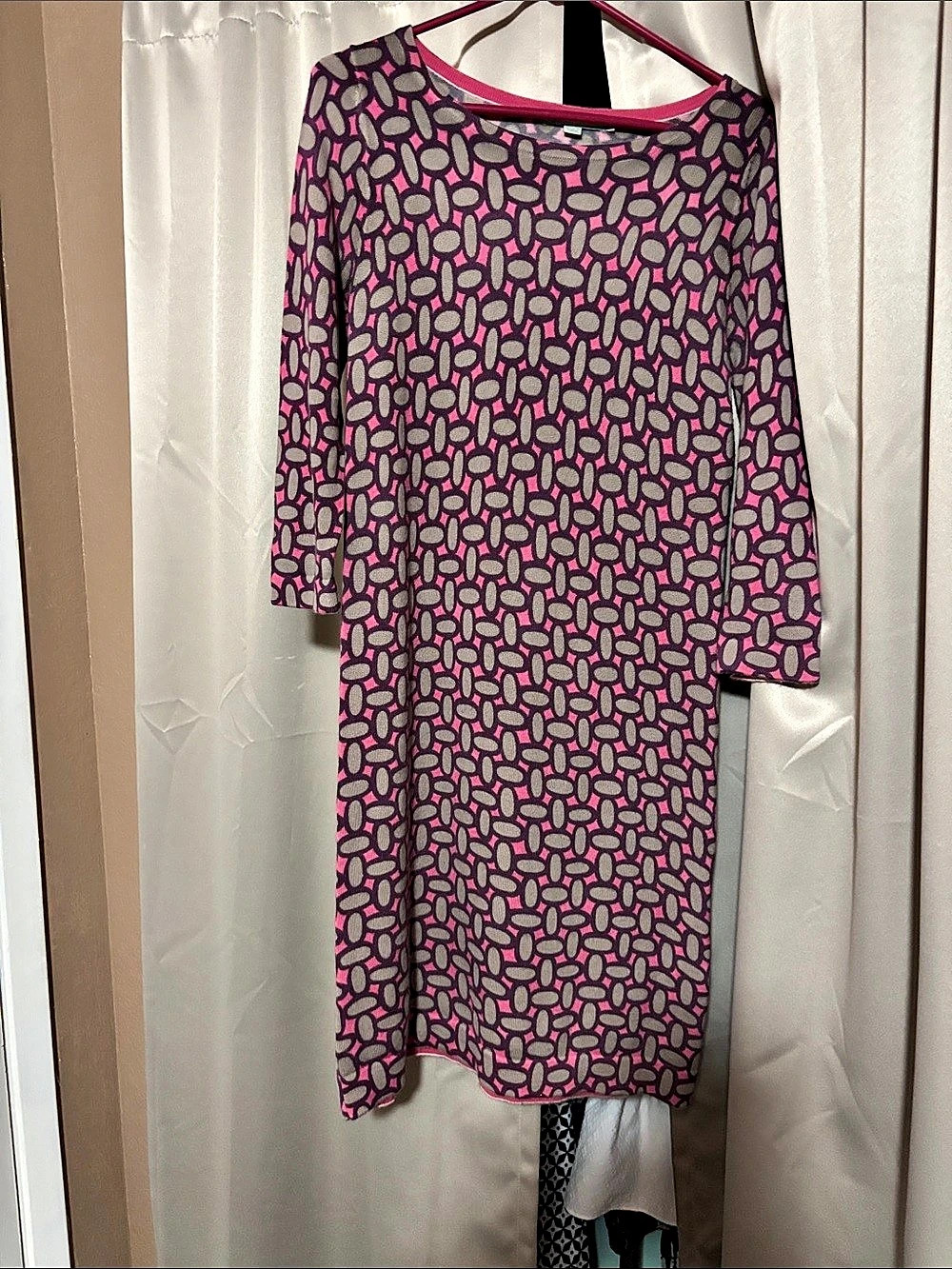 Boden Geometric Midi Dress in Purple & Pink size 6Like New